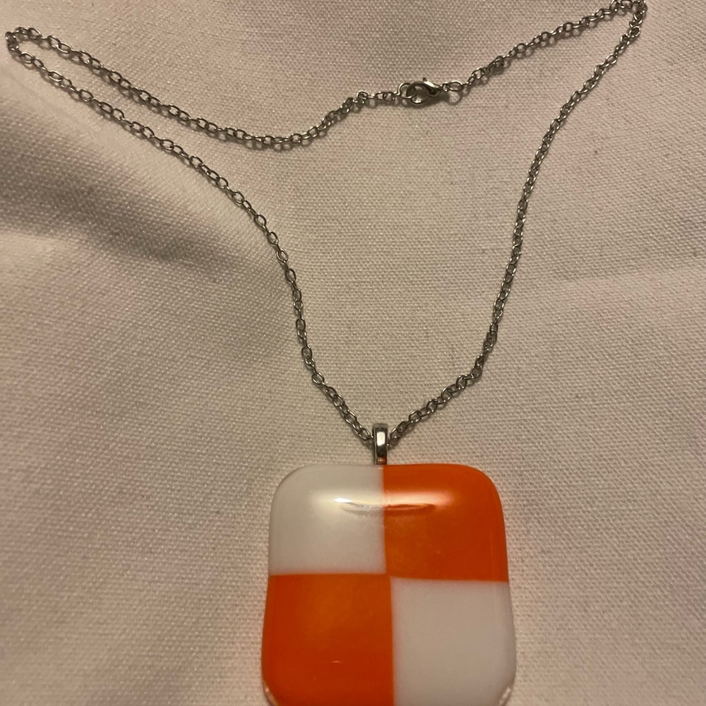 Orange and White Pendant Necklace